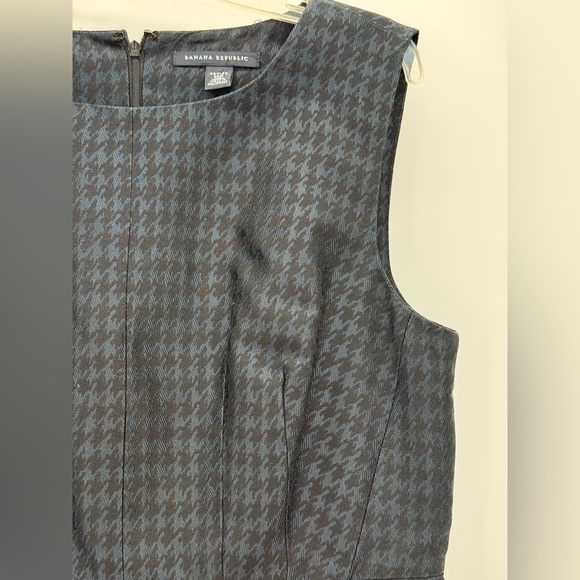Banana Republic Navy Houndstooth Sleeveless Sheath Elegant Office Career Dress - Picture 7 of 15